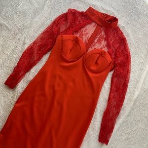 Red lace dress